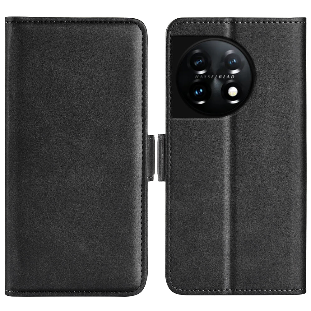 For OnePlus 11 5G Calf Texture PU Leather Phone Case Dual Magnetic Clasp Protective Cover with Stand Wallet For OnePlus 11 5G Calf Texture PU Leather Phone Case Dual Magnetic Clasp Protective Cover with Stand Wallet